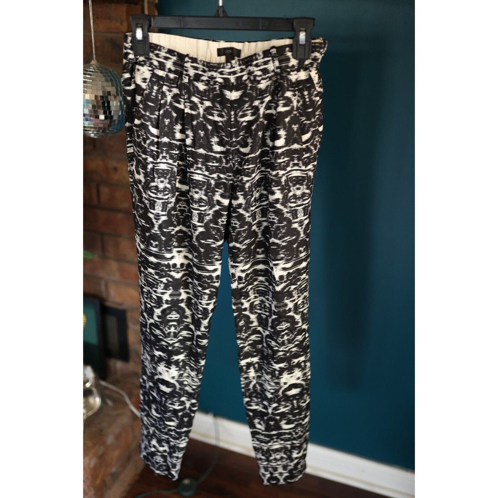 J Crew Blurred Ikat Drapey Pant Black Size 2